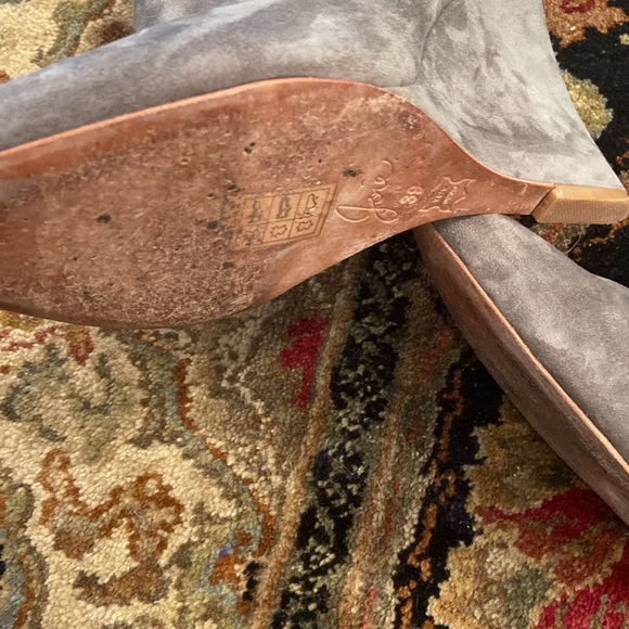 Used Joie Jalena Grey Suede Leather Pointy Toe Wedge Heel Ankle Boots / Booties - Picture 9 of 9
